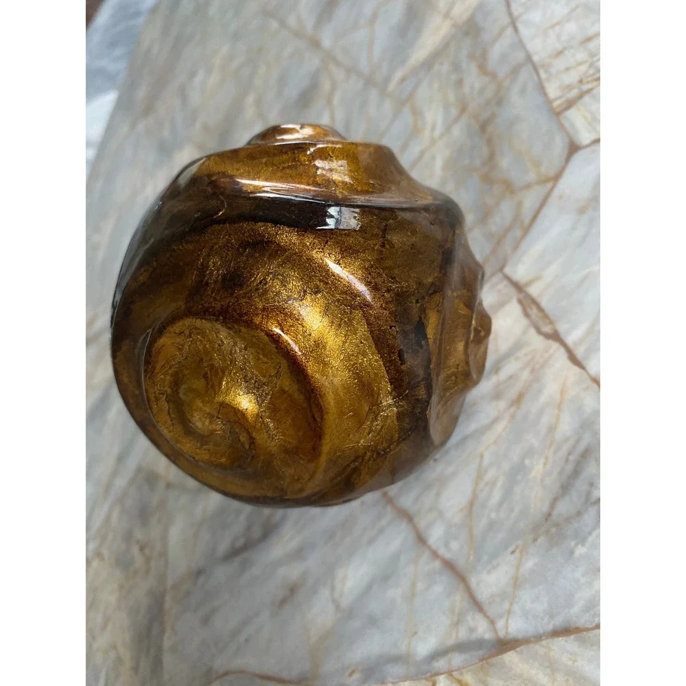Pier 1‎ Decorative Orb Metallic Gold Bronze Swirl Textured Bowl Filler 4 Inch